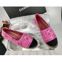 Good Quality Chanel CC Fabric Espadrilles Flat Pink 816020