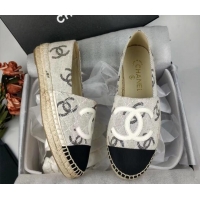 Best Product Chanel CC Fabric Espadrilles Flat Grey 816021