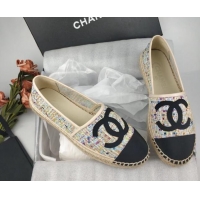 Good Looking Chanel Tweed & Grosgrain Espadrilles Flat Multicolor 816024