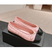 Sumptuous Chanel Quilted Lambskin & Grosgrain Ballet Flats Pink 816053