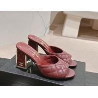 Durable Chanel Quilted Lambskin Slides Sandal 6.5cm Burgundy 816098