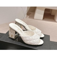 Purchase Chanel Quilted Lambskin Slides Sandal 6.5cm White 816099