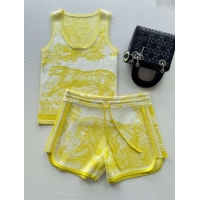 ​New Design Dior Cashmere Vest and Shorts D71208 Yellow 2024