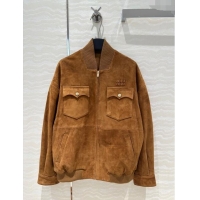 Buy Discount Miu Miu Suede Jacket M71021 Brown 2024 (For Women and Men)