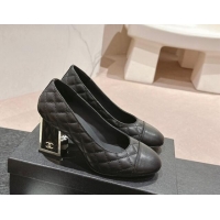 Sumptuous Chanel Quilted Lambskin Leather Pumps 6.5cm Black 816107