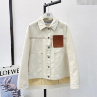 Buy Best Price Loewe Denim Shirt with Leather Pocket L71911 White 2024