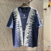 High Quality Chanel Cotton T-shirt CH72601 Blue 2024 (For Men)