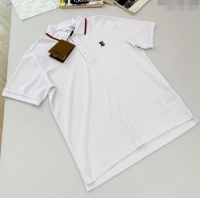 ​Low Cost Burberry Cotton Polo T-shirt B72606 White 2024 (For Men)