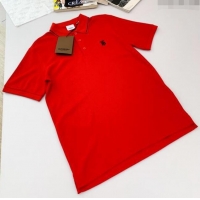 Original Cheap Burberry Cotton Polo T-shirt B72608 Red 2024 (For Men)