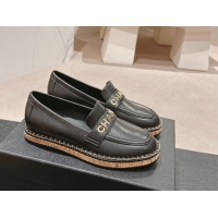 Grade Quality Chanel Calfskin Loafers with Chain Black 816121