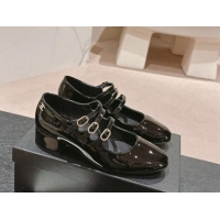 Good Looking Chanel Patent Calfskin Mary Janes Pumps with Trible Buckle Strap Black 816122