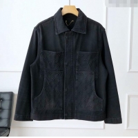 Luxury Discount Louis Vuitton Denim Jacket LV72637 Black 2024 (For Men)