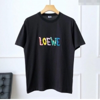 Top Grade Loewe Cotton T-shirt L72641 Black 2024 (For Men)