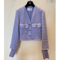 Buy Discount Chanel Tweed Jacket CH8717 Purple 2024