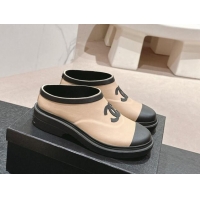 Top Design Chanel Rubber Ankle Rain Boots Beige 817005