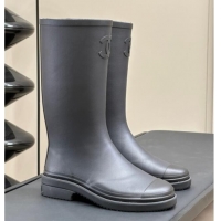 Big Discount Chanel Rubber High Rain Boots Black 817015