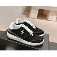 Good Product Chanel Wool Fabric and Suede Sneakers Black 817022