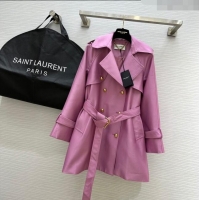 Luxury Cheap Saint Laurent Trench Coat S8801 Pink 2024