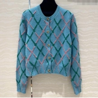 Top Grade Chanel Cashmere Cardigan CH8817 Blue 2024