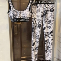 Buy New Cheap Dolce & Gabbana DG Print Yoga Activewear Set 0709 White 2024