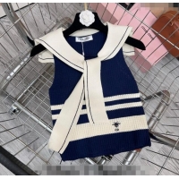 Good Quality Dior Knit Vest 0820 Navy Blue 2024