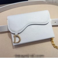 New Release Creation Dior Calfskin Saddle Pouch belt 2cm 0820 White 2024