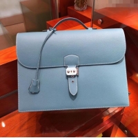 Market Sells Hermes Sac a Depeches 38 Briefcase in Epsom Leather H2101 Blue 2024 (Full Handmade)