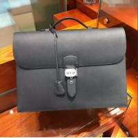 Buy Classic Hermes Sac a Depeches 38 Briefcase in Epsom Leather H2101 Black 2024 (Full Handmade)