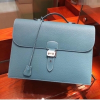 Top Quality Hermes Sac a Depeches 38 Briefcase in Togo Leather H2101 Blue 2024 (Full Handmade)