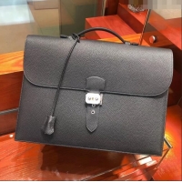 Luxury Classic Hermes Sac a Depeches 38 Briefcase in Togo Leather H2101 Black 2024 (Full Handmade)