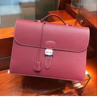 Best Price Hermes Sac a Depeches 38 Briefcase in Togo Leather H2101 Burgundy 2024 (Full Handmade)