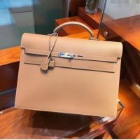 Refined Hermes Kelly 38 Briefcase in Epsom Leather H2101 Brown 2024 (Full Handmade)