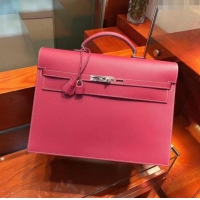 Market Sells Hermes Kelly 38 Briefcase in Epsom Leather H2101 Burgundy 2024 (Full Handmade)