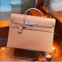 Best Wholesale Hermès Kelly 38 Briefcase in Togo Leather H2101 Brown 2024 (Full Handmade)