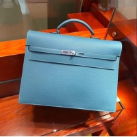 Fashion Discount Hermes Kelly 38 Briefcase in Togo Leather H2101 Blue 2024 (Full Handmade)