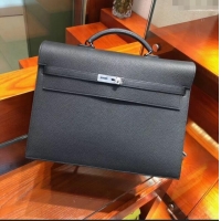 New Design Hermes Kelly 38 Briefcase in Togo Leather H2101 Black 2024 (Full Handmade)