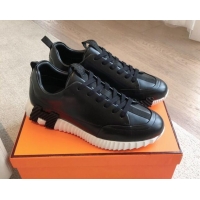 Grade Quality Hermes Jump sneakers in calfskin Black 724007