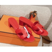 Sophisticated Hermes Oasis Heel Slides Sandal 5cm in Calfskin Red 724022