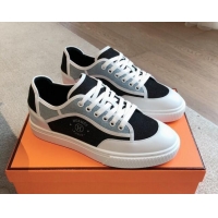 Big Discount Hermes Get Low-top Sneakers in Denim and Calfskin Blue/Black 815004