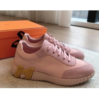 Most Popular Hermes Bouncing Sneakers in Suede and Calfskin Light Pink 815009