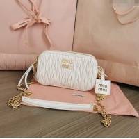 Top Grade Miu Miu Matelassé nappa leather mini-bag 5BP045 White 2024