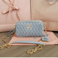 Trendy Design Miu Miu Matelasse nappa leather mini-bag 5BP045 Light Blue 2024