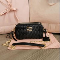 Good Taste Miu Miu Matelassé nappa leather mini-bag 5BP045 Black 2024