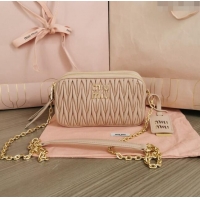 Popular Style Miu Miu Matelassé nappa leather mini-bag 5BP045 Rose Beige 2024