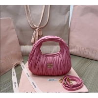 Inexpensive Miu Miu Wander Matelasse Nappa Leather Hobo Mini bag 5BP078 Light Purple 2023