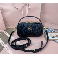 Most Popular Miu Miu Matelasse nappa leather shoulder bag 5BH229 Black 2024