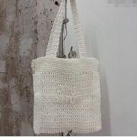 Sophisticated Grade Miu Miu Crochet Straw Tote bag 0305 White 2024