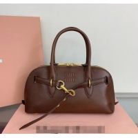 Market Sells Miu Miu Aventure nappa leather top-handle bag Briarwood 5BB168 Brown 2024