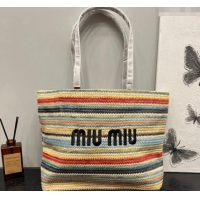 Pretty Style Miu Miu Crochet Straw Tote bag 0305 Green/Multi 2024