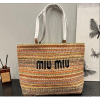 Luxurious Miu Miu Crochet Straw Tote bag 0305 Multicolor 2024